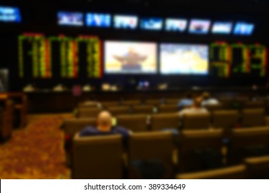 Blurred Background Of Sports Book In Casino                       