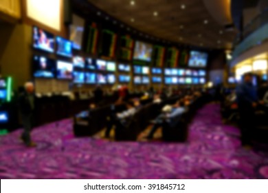 Blurred Background Of Sports Book In Casino                 