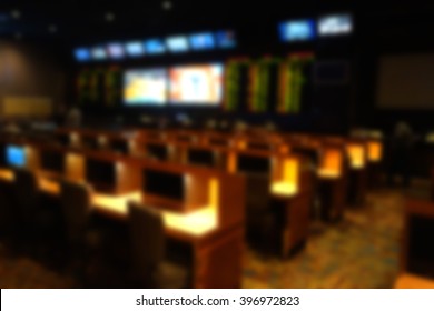 Blurred Background Of Sports Book In Casino                             