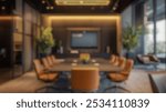 Blurred background of a stylish and modern meeting room in a contemporary office setting. featuring elegant furniture and a welcoming atmosphere for productive discussions.