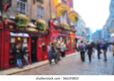 Blurred background of Temple Street, Dublin, Ireland