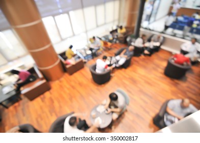 Blurred Background - Top View Of People Waiting In Lobby Hospital