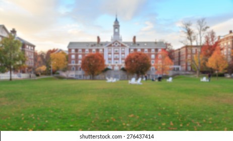 Blurred Background Of Undergrad A Traditional College Campus On The Eastern Seaboard Of The USA.