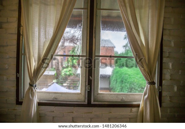 Blurred Background View Bedroom Window Where Stock Photo