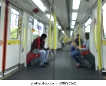 Blurred background : view from the inside of a public train
