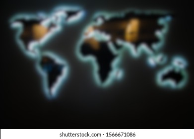 blurred background world map with backlight