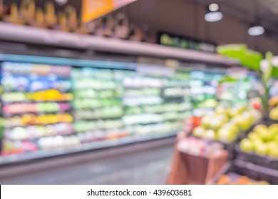 Blurred background,product shelf at supermarket store with bokeh light