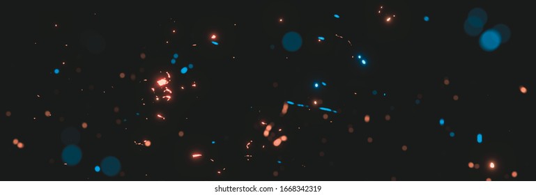 blurred blue and orange sparks from neon lights in front of black backgound - Shutterstock ID 1668342319