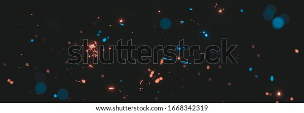 blurred blue and orange sparks from neon lights
in front of black
backgound