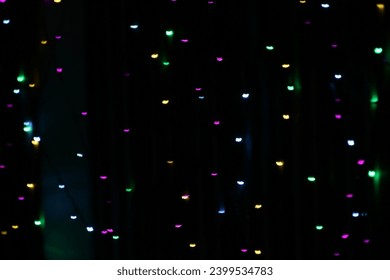 blurred bokeh lights on black background. Glitter sparkle stars for celebrate. Overlay for your design