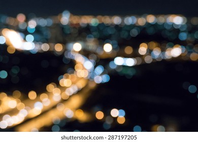 Blurred Bokeh Night City Scape In Bangkok