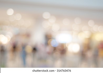 Blurred bokeh and people in shopping mall for background