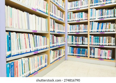 Blurred Books In Public Library. Blurred Effect. Background For You Pictures