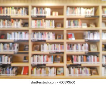 Blurred Bookshelf In Library Room For Your Background Design