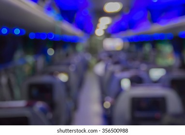 Blurred Bus Interior Background On Night