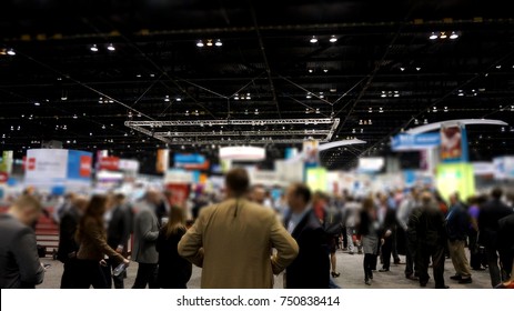 Blurred Business People At A Exhibition Hall