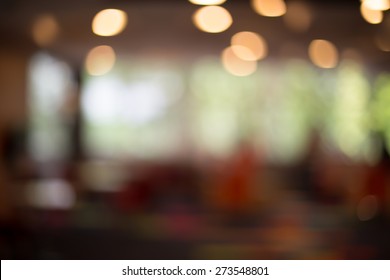 Blurred Cafe Restaurant With Bokeh Background