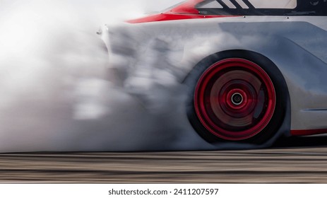 Blurred car drifting diffusion race drift car with lots of smoke from burning tires on speed track, Professional driver drifting car on race track with smoke. - Powered by Shutterstock