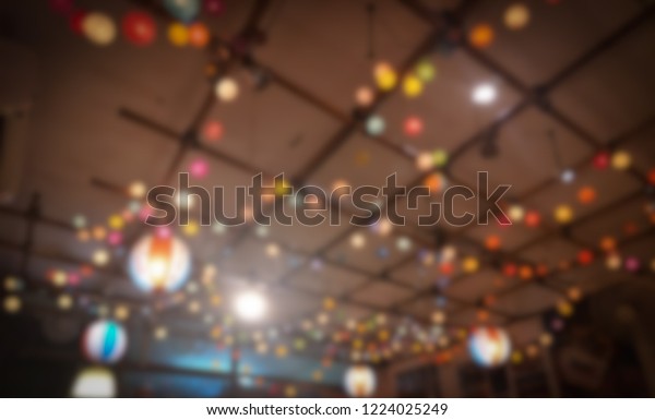 Blurred Ceiling Hanging Colorful Lights Stock Photo Edit