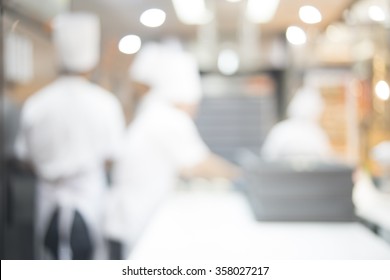 Blurred Of Chef Making Baker In Open Kitchen, Background Uses