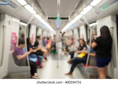 Blurred City People Lifestyle Background, Inside The Train.