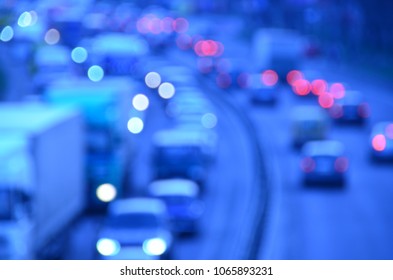 Blurred city view. Rush hour traffic