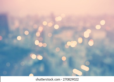 Blurred Cityscape Background Scene At Dawn From Above