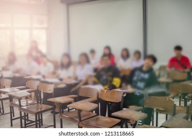 Blurred Classroom Background Students Doing Activities Stock Photo