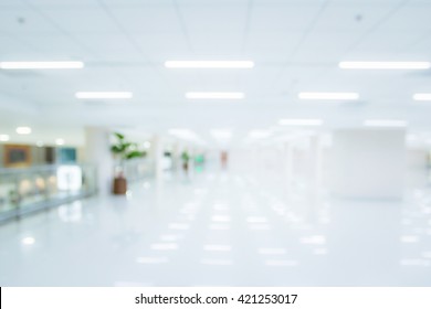 Blurred Clean White Floor Office Of Hospital Interior Background