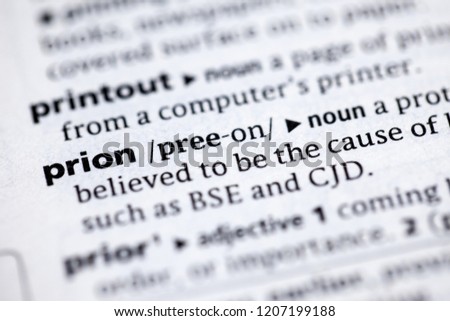 Blurred close up to the dictionary definition of Prion