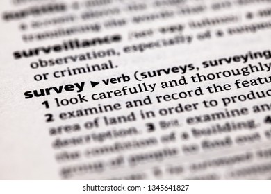Blurred close up to the partial dictionary definition of Survey