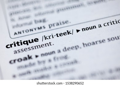 Blurred Close Up To The Partial Dictionary Definition Of Critique