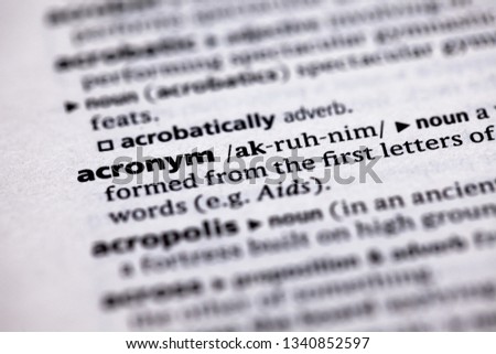 Blurred close up to the partial dictionary definition of Acronym