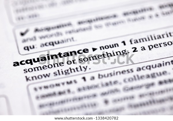 Blurred Close Partial Dictionary Definition Acquaintance Stock Photo Edit Now