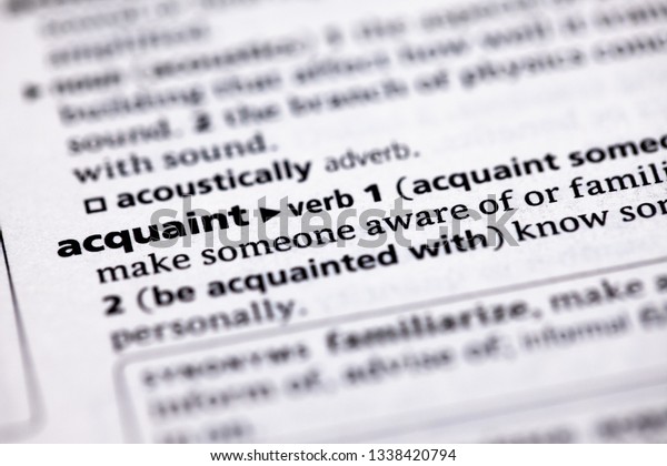 Blurred Close Partial Dictionary Definition Acquaint Stock Photo Edit Now