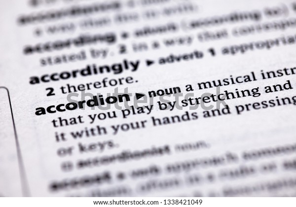 Blurred Close Partial Dictionary Definition Accordion Stock Photo Edit Now