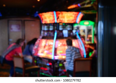 Blurred Coin Pusher Game At Cruise Ship