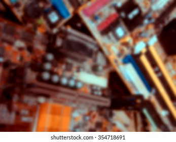 Blurred computer equipments background.