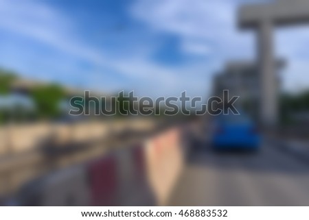 Blurred of Construction site of sky train redline from Bangsue to Rangsit is a big infrastructure for transportation in Bangkok Thailand.