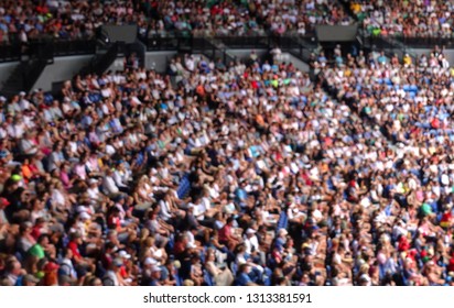 Blurred Crowd Spectators At A Major Grand Slam Tennis Competition.