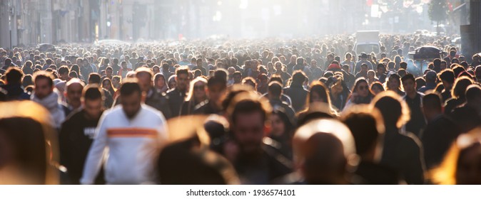 Blurred crowd of unrecognizable at the street