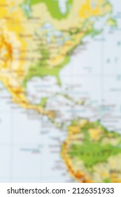 Blurred (defocused) Map View Of Central America And Carribean (West Indies) On A Phisical Map. Background For Design