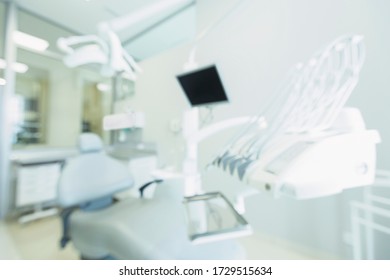 Blurred Dentistry Room With Modern Equipment For Making Operations, Copy Space, Hospital Interior, No People