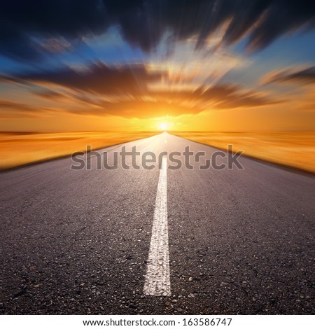 Empty Asphalt Road Sunset Stock Photo (Edit Now) 161156606