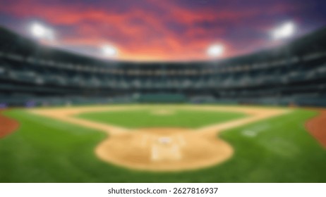 Blurred Empty Baseball Stadium at Sunset