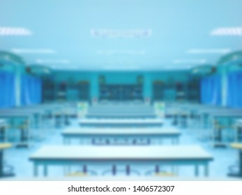 Blurred Empty Class Room Or Laboratory Background.