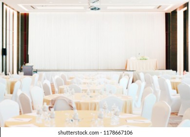 Blurred Of Empty Meeting Room, Dining Room, Ballroom, Seminar Room For Background