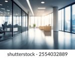 Blurred empty open space office. Abstract light bokeh at office interior background