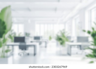 Blurred empty open space office. Abstract light bokeh at office interior background for design.