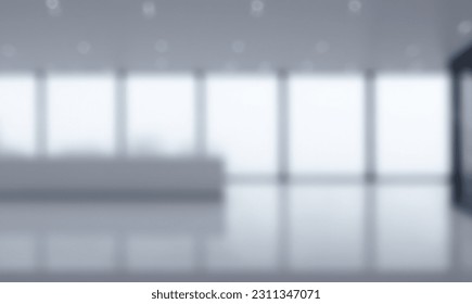 Blurred empty open space office. Abstract light bokeh at office interior background for design and table - Shutterstock ID 2311347071